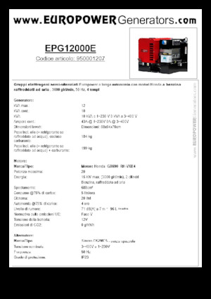 Generatoare de curent pe benzină Europower EPG12000E (S)