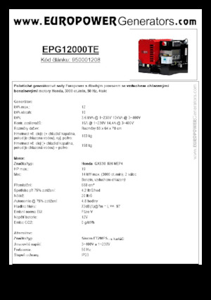 Generatoare de curent pe benzină Europower EPG12000TE (S)