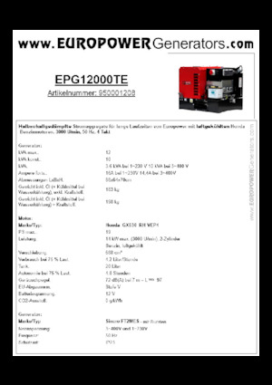 Generatoare de curent pe benzină Europower EPG12000TE (S)