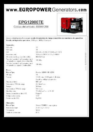Generatoare de curent pe benzină Europower EPG12000TE (S)