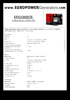 Generatoare de curent pe benzină Europower EPG12000TE (S)