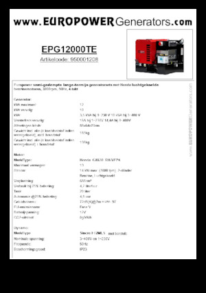 Generatoare de curent pe benzină Europower EPG12000TE (S)