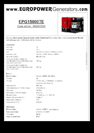 Generatoare de curent pe benzină Europower EPG15000TE (S)