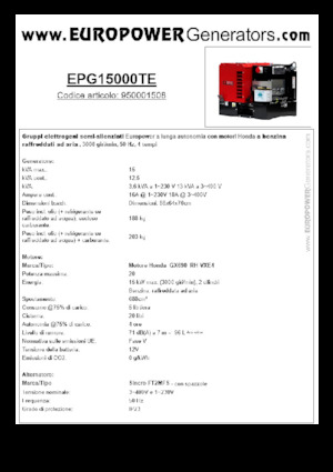 Generatoare de curent pe benzină Europower EPG15000TE (S)