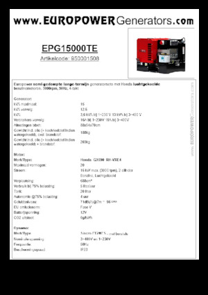 Generatoare de curent pe benzină Europower EPG15000TE (S)