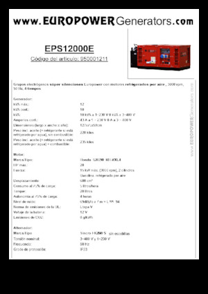 Generatoare de curent pe benzină Europower EPS12000E (S)