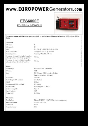 Generatoare de curent pe benzină Europower EPS6000E (S)