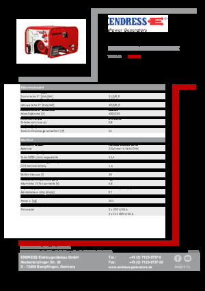 Generatoare de curent pe benzină Endress ESE 1006 DHG-GT ES ISO Duplex