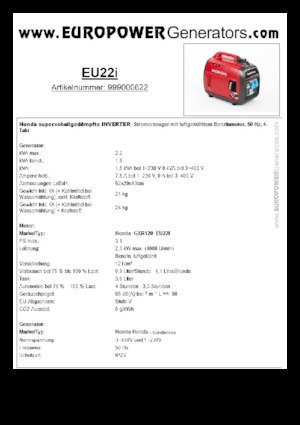 Generatoare de curent pe benzină Europower EU22i