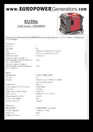 Generatoare de curent pe benzină Europower EU30is
