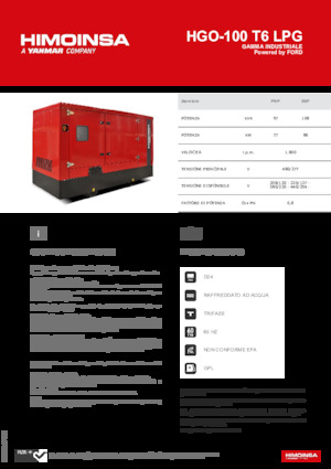Generatoare de curent pe benzină HIMOINSA HGO-100 T6 LPG