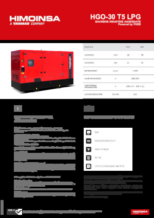 Generatoare de curent pe benzină HIMOINSA HGO-30 T5 LPG