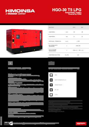 Generatoare de curent pe benzină HIMOINSA HGO-30 T5 LPG