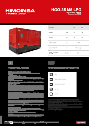 Generatoare de curent pe benzină HIMOINSA HGO-35 M5 LPG