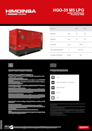 Generatoare de curent pe benzină HIMOINSA HGO-35 M5 LPG