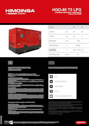 Generatoare de curent pe benzină HIMOINSA HGO-80 T5 LPG