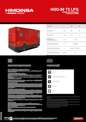 Generatoare de curent pe benzină HIMOINSA HGO-80 T5 LPG