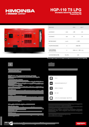 Generatoare de curent pe benzină HIMOINSA HGP-110 T5 LPG
