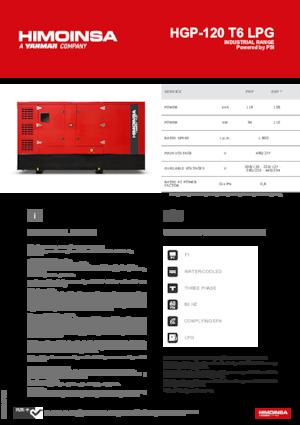 Generatoare de curent pe benzină HIMOINSA HGP-120 T6 LPG
