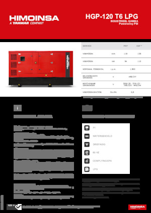 Generatoare de curent pe benzină HIMOINSA HGP-120 T6 LPG
