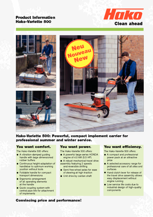 Măturători stradale controlate manual Hako Variette 500