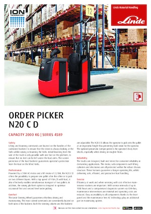 Order pickers (preparatoare de comenzi) Linde N20C D