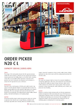 Order pickers (preparatoare de comenzi) Linde N20C L