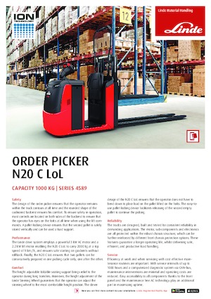 Order pickers (preparatoare de comenzi) Linde N20C LoL