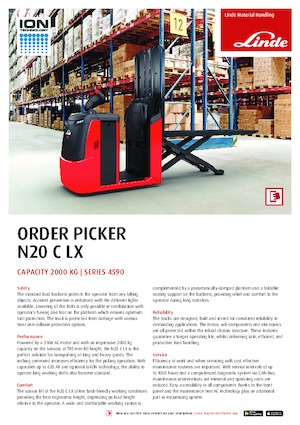 Order pickers (preparatoare de comenzi) Linde N20C LX