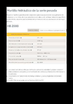 Ciocane hidraulice Epiroc HB 2000