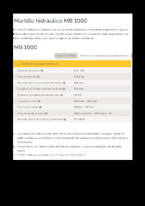 Ciocane hidraulice Epiroc MB 1000