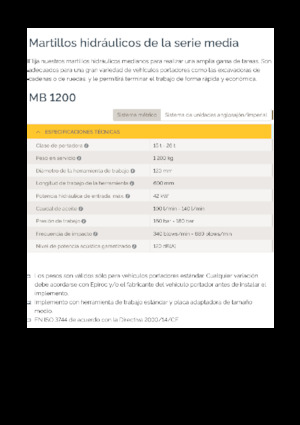 Ciocane hidraulice Epiroc MB 1200