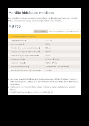 Ciocane hidraulice Epiroc MB 750