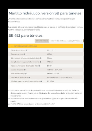 Ciocane hidraulice Epiroc SB 452 T