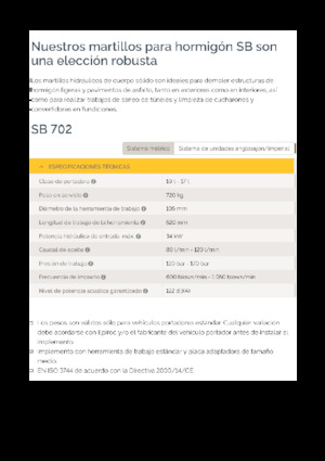 Ciocane hidraulice Epiroc SB 702