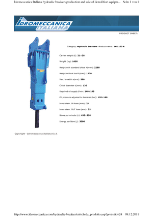 Ciocane hidraulice Idromeccanica IMI 160 R
