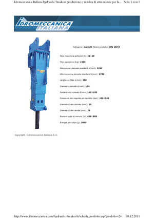 Ciocane hidraulice Idromeccanica IMI 160 R