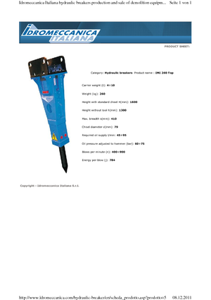 Ciocane hidraulice Idromeccanica IMI 260 Top