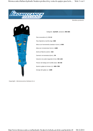 Ciocane hidraulice Idromeccanica IMI 605