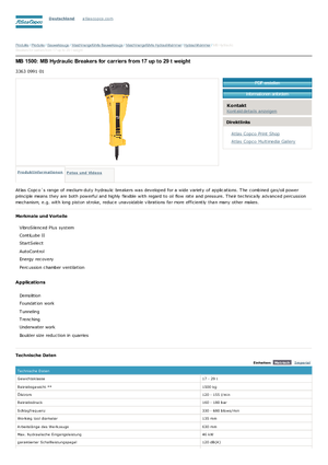 Ciocane hidraulice Atlas Copco MB 1500