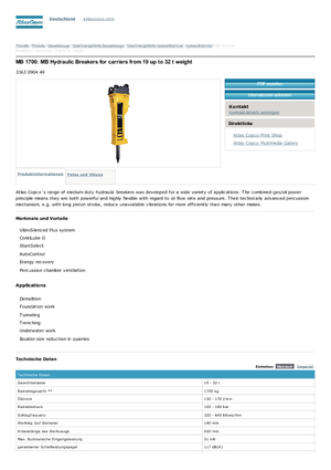 Ciocane hidraulice Atlas Copco MB 1700