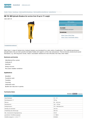 Ciocane hidraulice Atlas Copco MB 750
