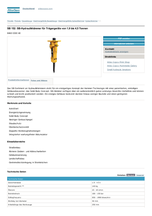 Ciocane hidraulice Atlas Copco SB 152