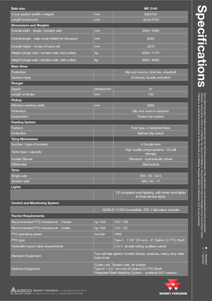 Prese de balotat pătrate + Prese de boltat de densitate mare Massey Ferguson MF 2140 SP