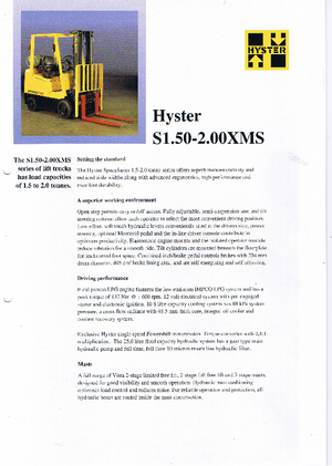 Stivuitoare frontale LPG Hyster S 2.00 XMS
