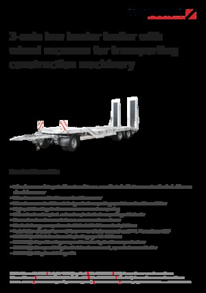 Trailere cu platformă joasă Schwarzmüller 3-axle low loader trailer with wheel recesses for transporting construction machinery