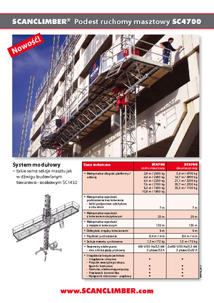 Platforme de lucru pentru alpinism Scanclimber SC 4700 E