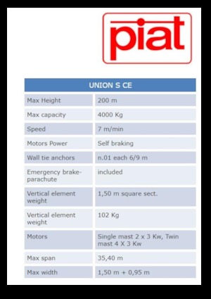 Platforme de lucru pentru alpinism Piat UNION S CE