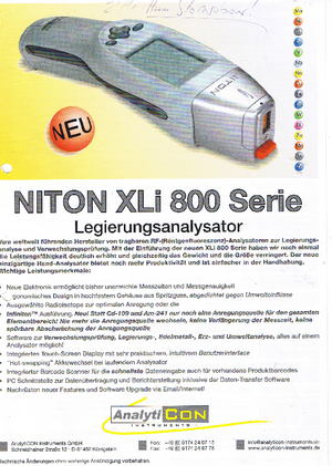 Analizoare de metale Niton XLi 800