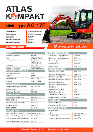 Mini excavatoare Atlas Kompakt AC 17F